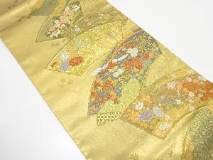 地紙に鳳凰・草花模様織り出し　袋帯